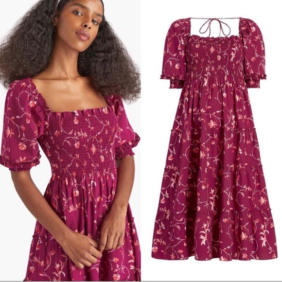 Hill House Dresses & Skirts - Hill House Midi Dress in Burgundy Floral